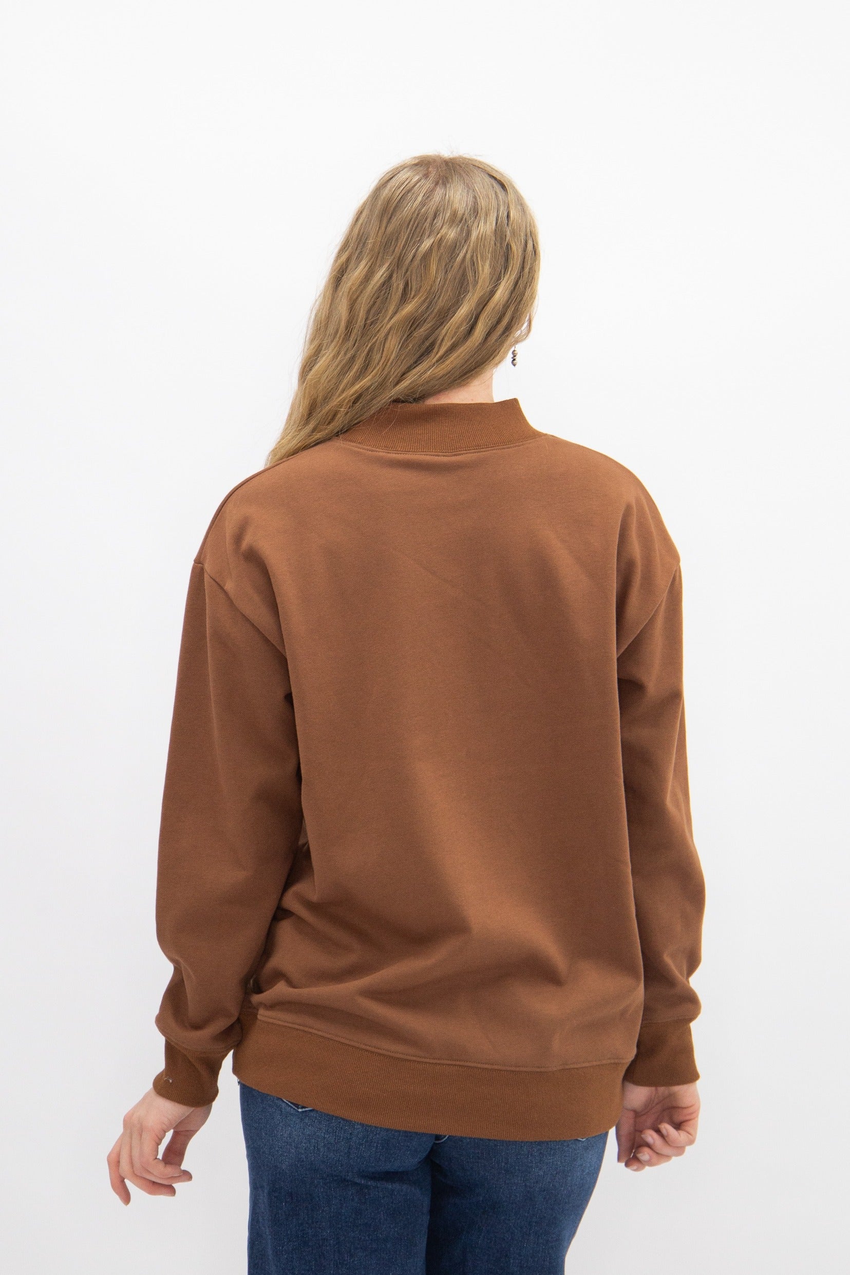 Mock Neck Sweatshirt, Brown