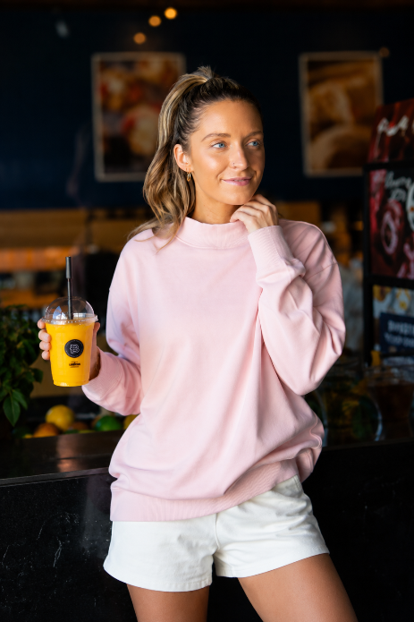 Mock Neck Sweatshirt, Light Pink