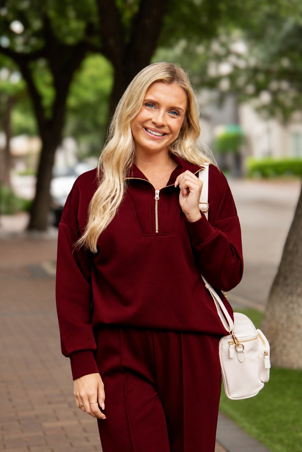 Butter Soft Quarter-Zip Top, Maroon