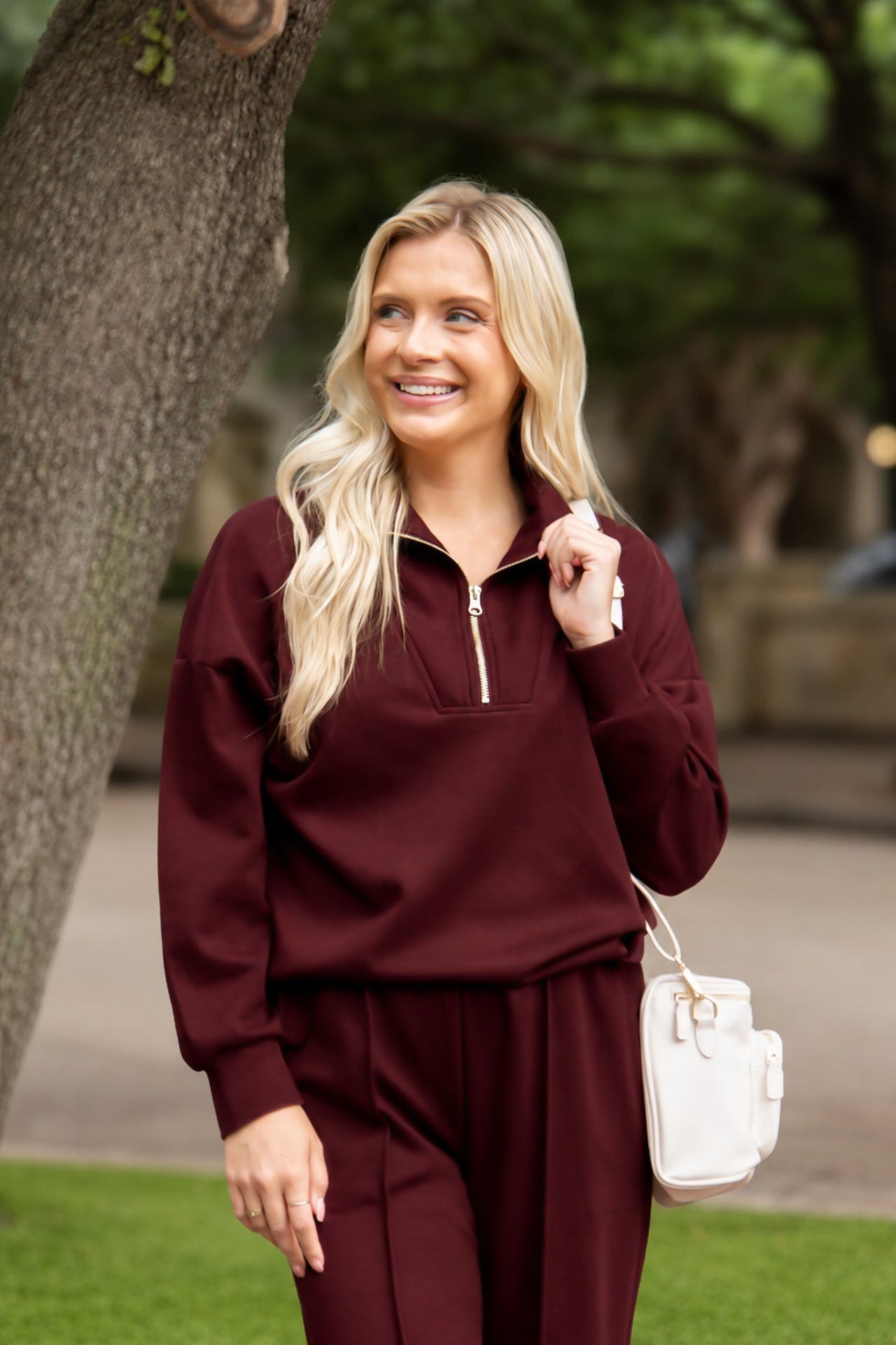 Butter Soft Quarter-Zip Top, Maroon
