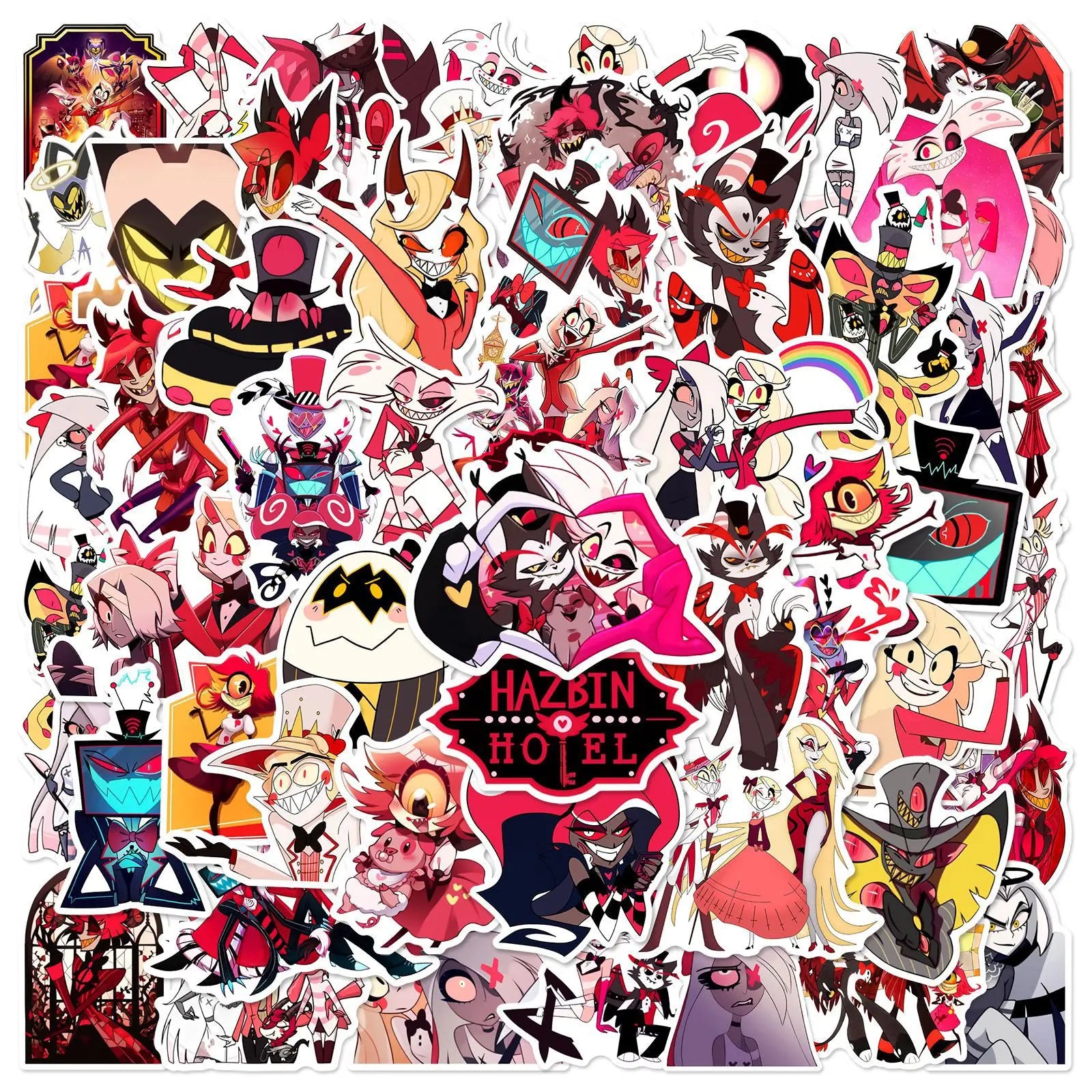 56/112PCS Hazbin Hotel Stationery Notebook Graffiti Stickers Luggage Storage Box Water Cup Decorative Stickers