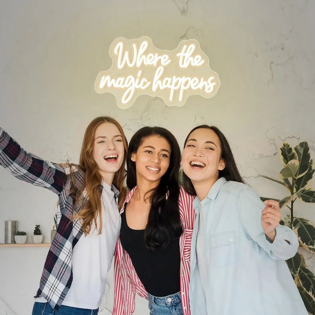 Where The Magic Happens Neon Wall Decoration USB Powered Large LED Neon Lights For Weddings Bedrooms Birthday Game Room Decor