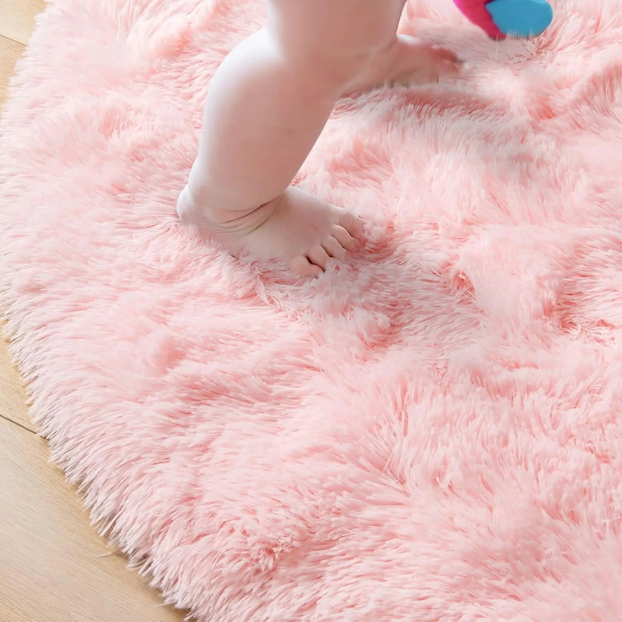 VIKAMA Pink Round Carpet Fluffy Soft Area Floor Mat Children Girls Room Princess Castle Plush Carpet Living Room Home Decor