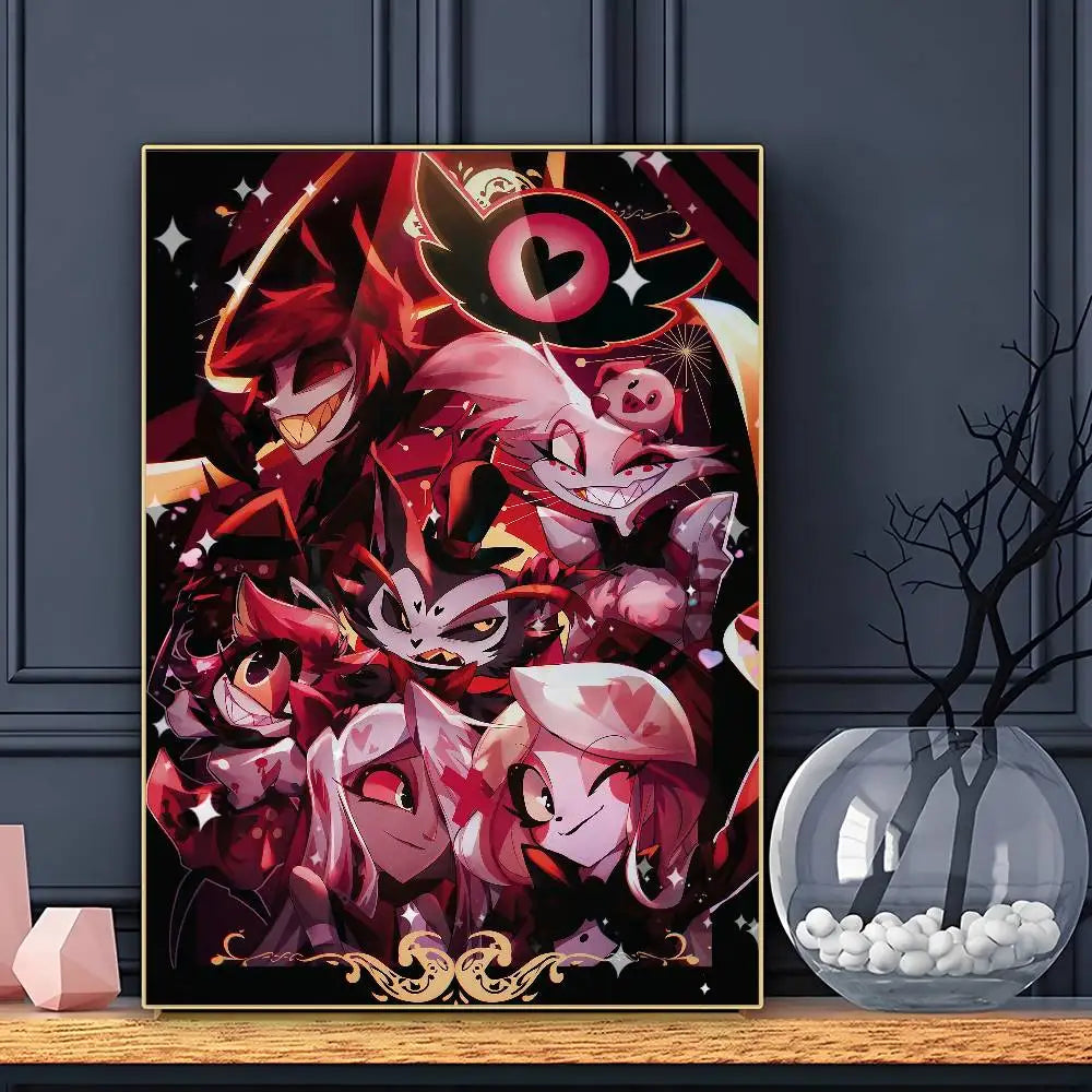 Cartoon H-Hazbin H-Hotel Plot Comedy Poster Sticky Wall Art Printing Waterproof Home Living Bed Room Bar Aesthetic Decor