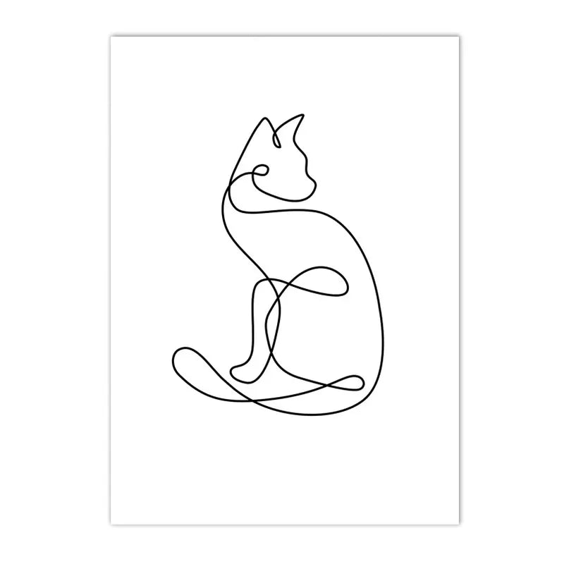 Abstract Pet Dog Cat Poster Canvas Painting Line Drawing Wall Poster Black White Minimalist Art Prints Nordic Picture Home Decor