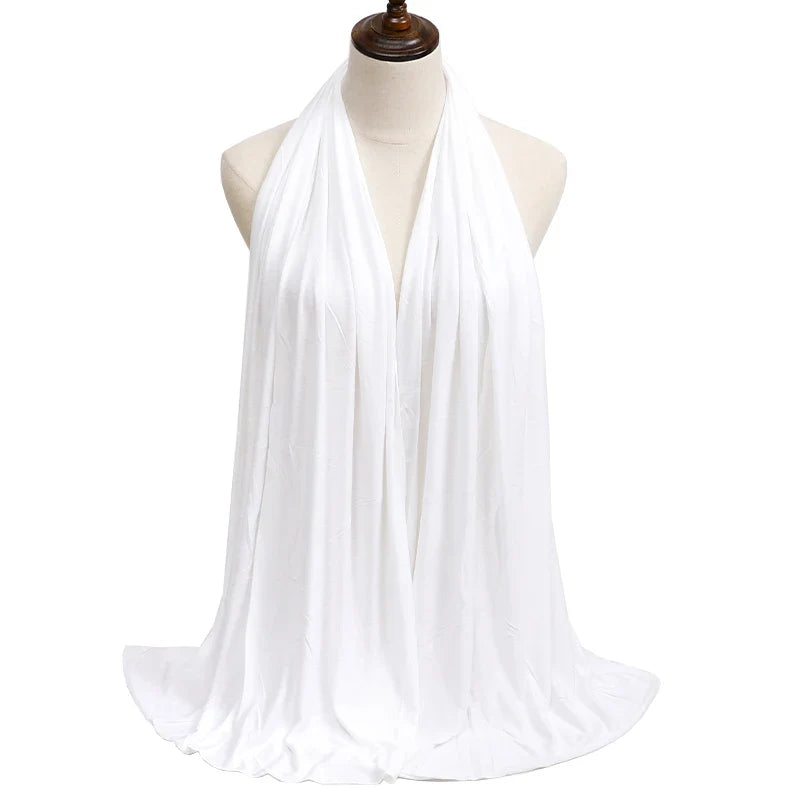 New Jersey Womens Muslim Ramadan Fashion Modal Cotton Jersey Hijab Womens High Quality Solid Color Soft Hijab Long African Scarf