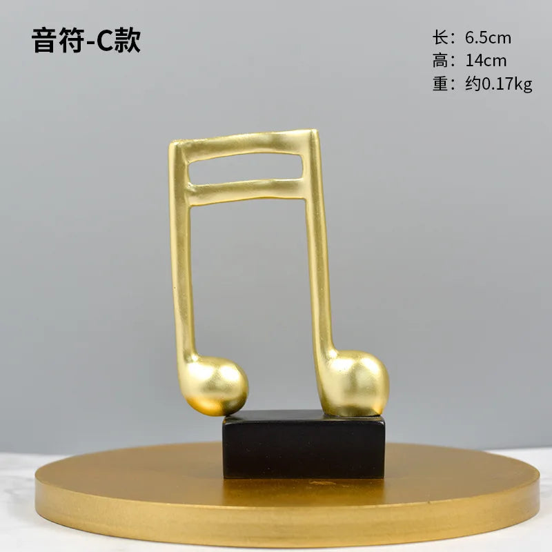 3 Piece Set of Music Note Decorations, Gifts, Music Statues, Modern Statues, Sculptures, Table Centerpieces, Crafts, Golden 。