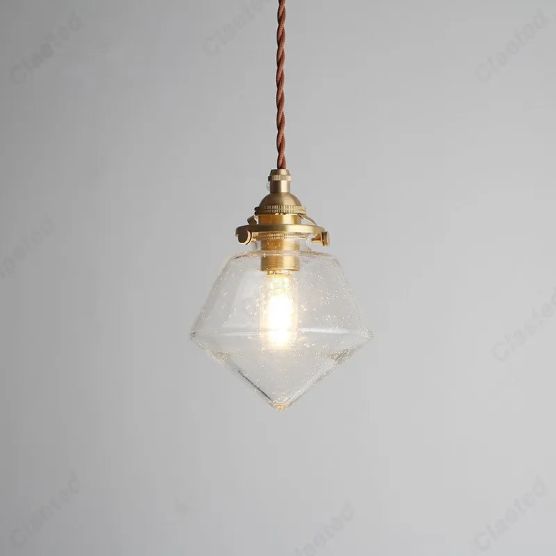 European-style Simple Retro LED Glass Chandelier Restaurant Living Room Aisle Balcony Bedside Decorative Lighting