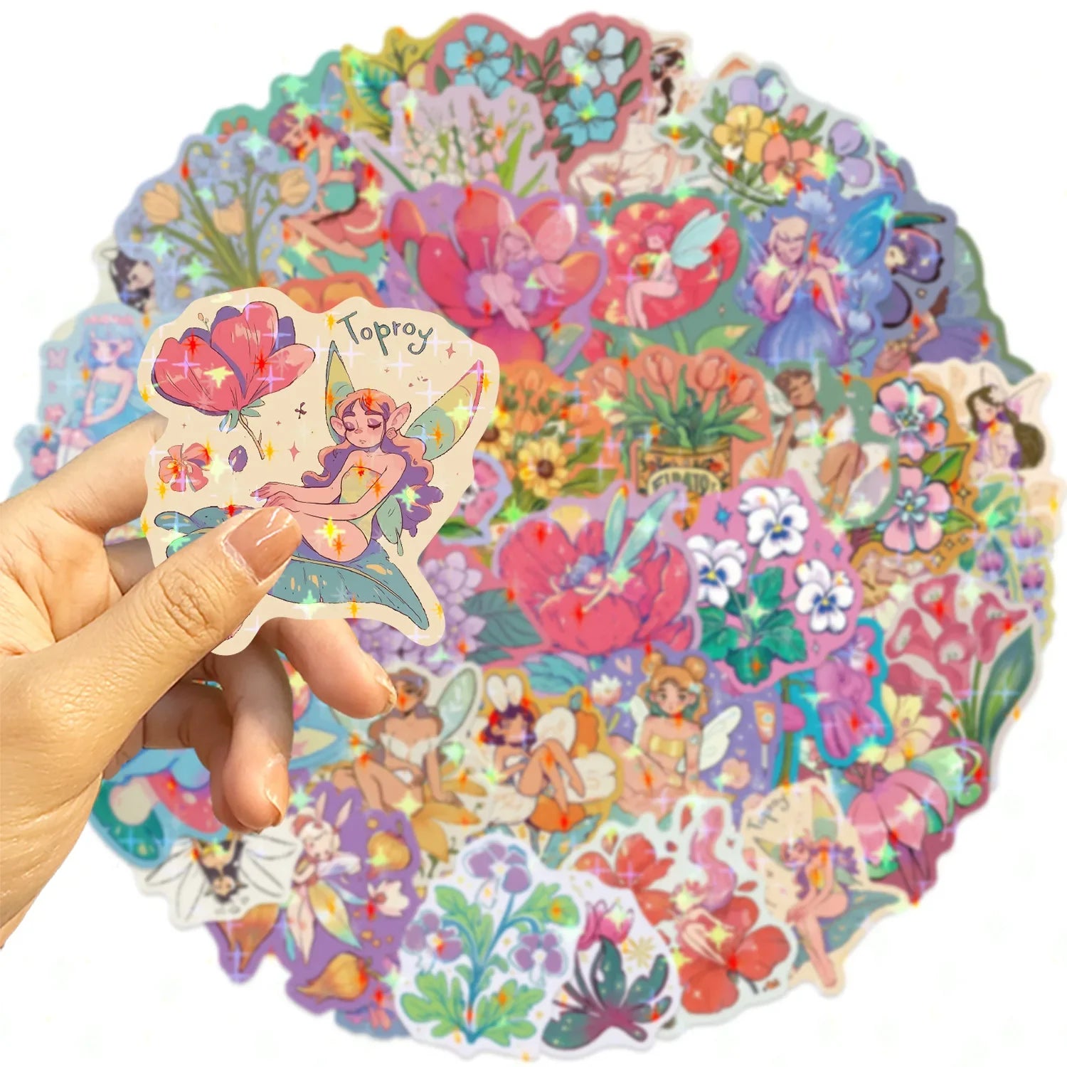 50/100PCS Cartoon Flower Fairy Star Film Graffiti Stickers Decorative Guitar Notebook Luggage DIY Stickers