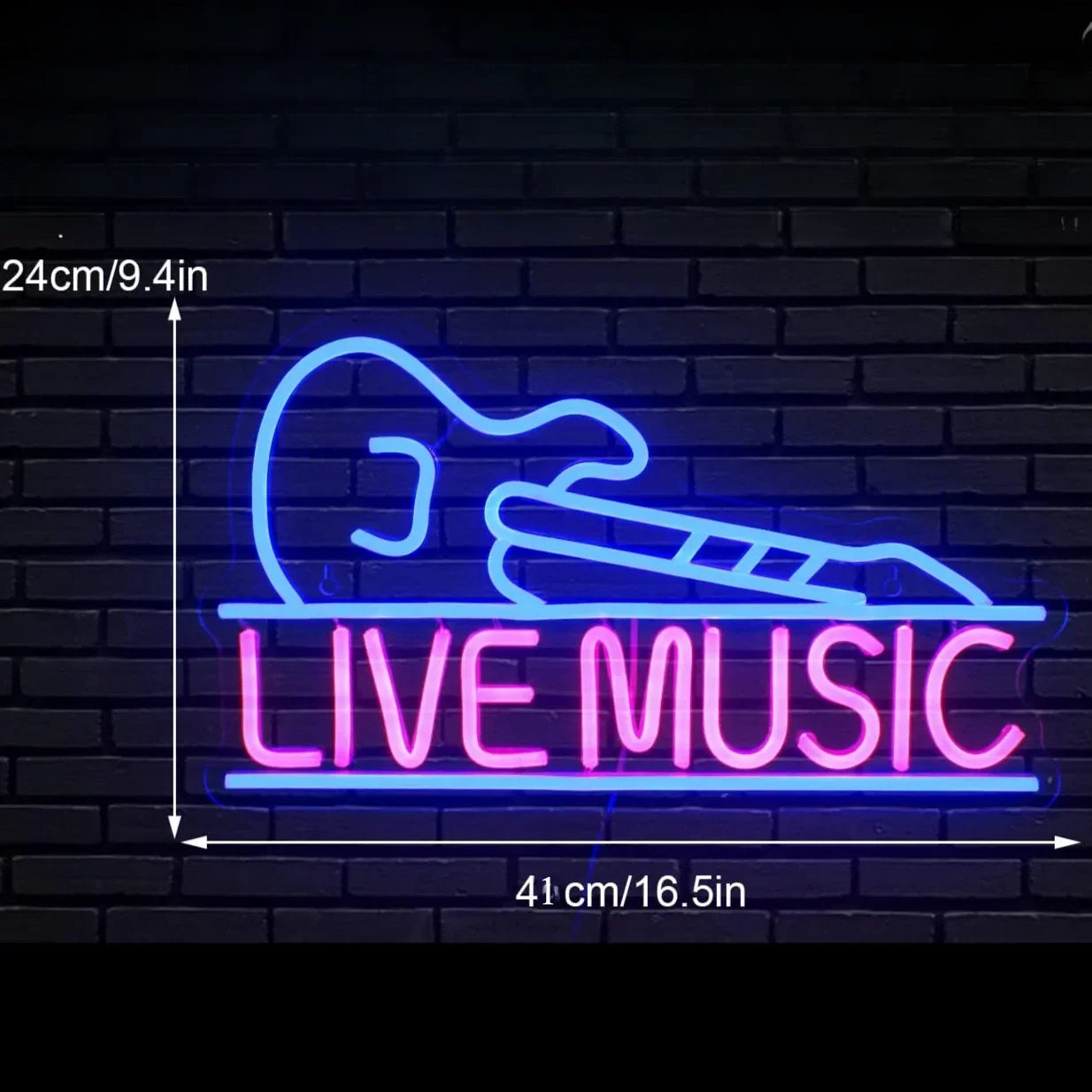Live Music Neon Signs Guitar Neon Light Sign Wall Decor for Bedroom Music Party Bar Music Club Man Cave USB Powered