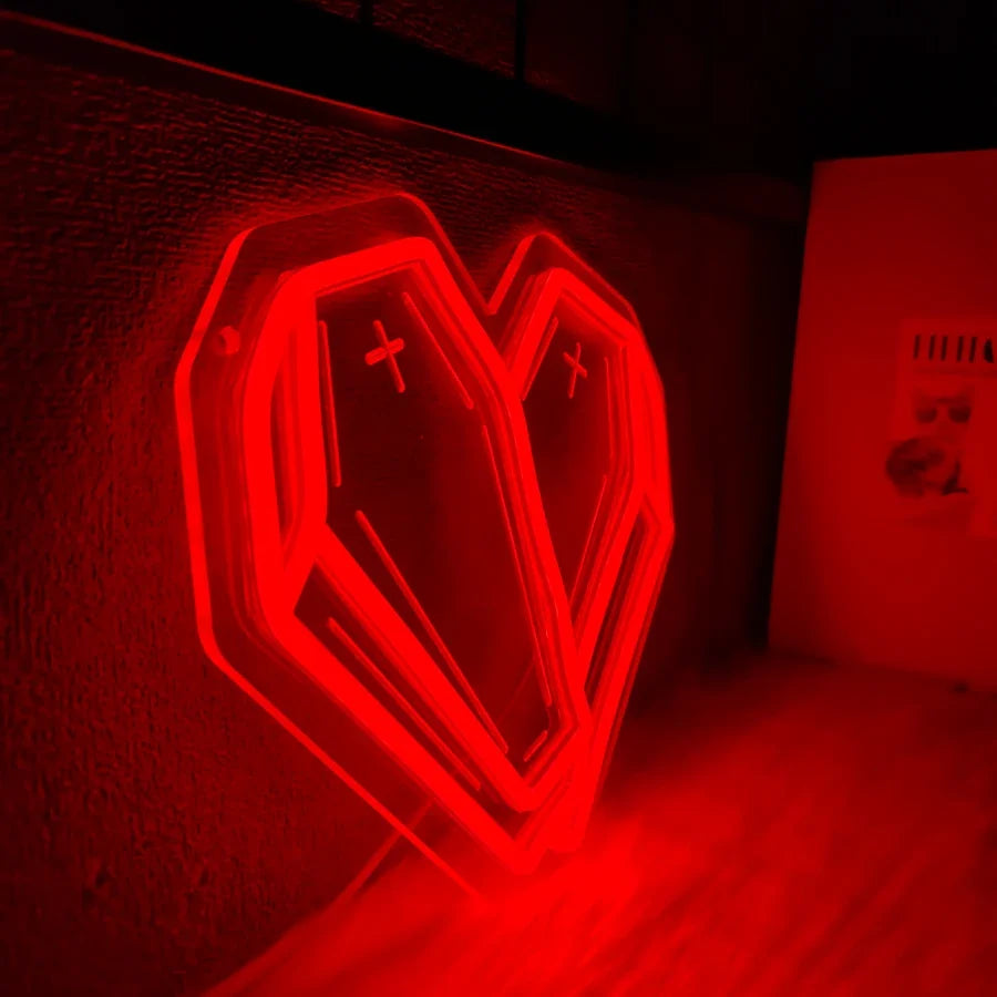 Halloween Neon Sign, Red Coffin Led Luminous Icon 3D Sculpture, Usb Powered, Used For Room, Horror Space, Game Room Decor.