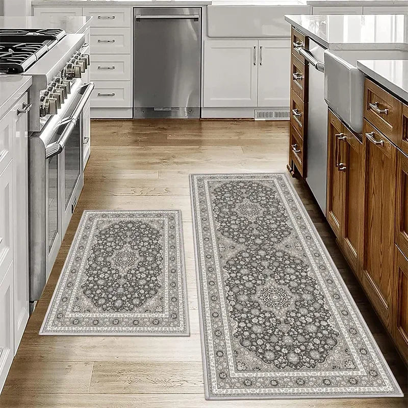VIKAMA1/2PCS Bohemian Kitchen Floor Mats Anti-slip Washable Bathroom Bathroom Door Mats Hallway Aisle Floor Mats Home Decoration