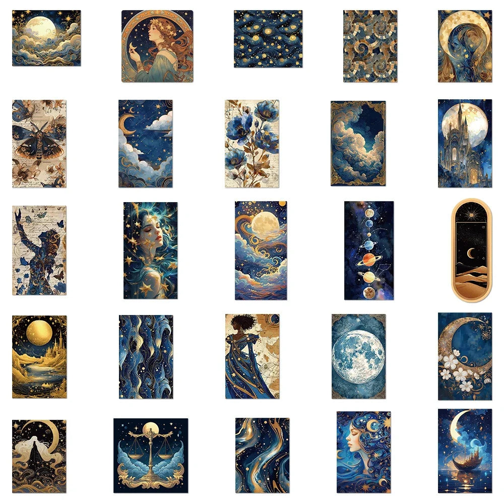 10/30/50pcs Cute Cartoon Astral Moon Graffiti Stickers Aesthetic Decals Kids Toy Water Bottle Laptop Notebook Decoration Sticker