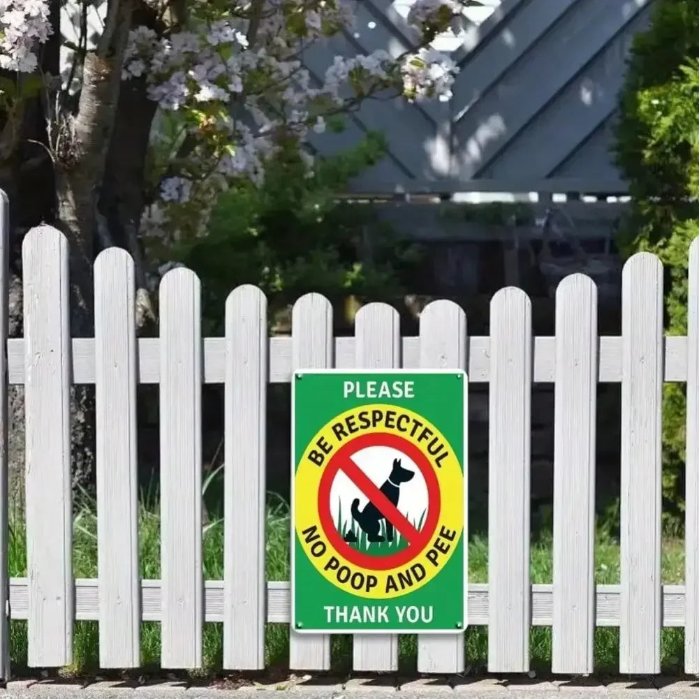 No Poop and Pee Warning Sign Outdoor Dog Metal Sign for Yard Fence Garden Wall Decor