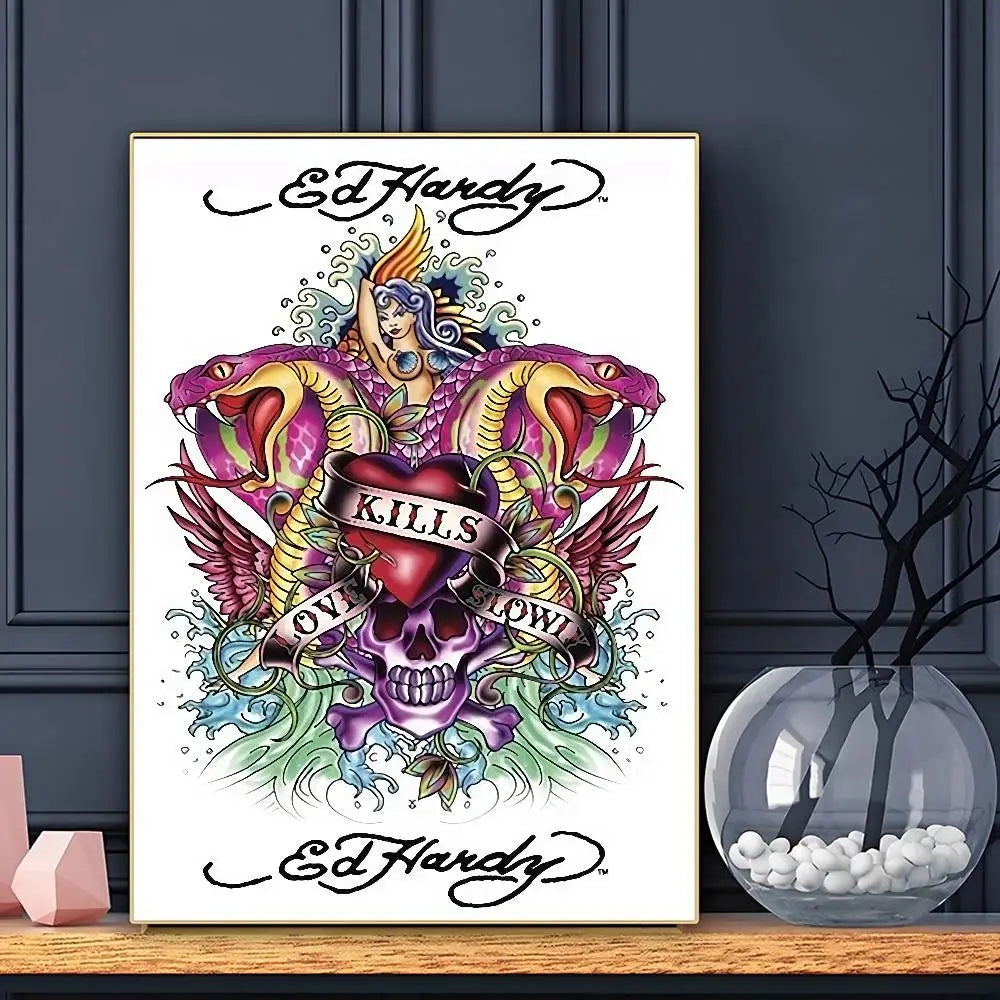 FASHION E-Ed H-har-dyS Poster Sticky Wall Art Printing Waterproof Home Living Bed Room Bar Aesthetic Decor