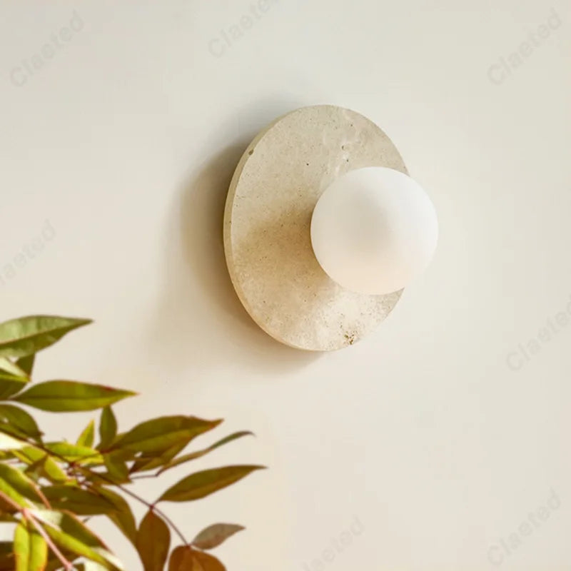 New LED Yellow Cave Stone Round Wall Lamp Living Room Corridor Porch Bedroom Bedside Wall Decorative Lighting