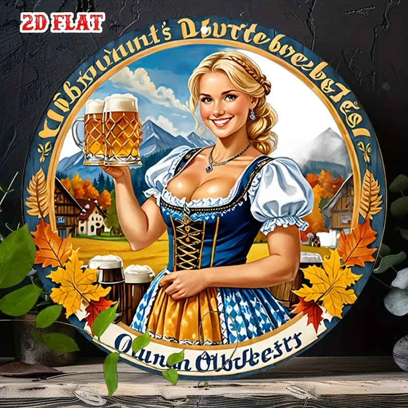 2D Flat 1pc Blonde Aluminum Metal Tin Sign, Retro Round Aluminum Sign, Vintage  Round Aluminum Sign - Beer Rustic Metal Wall Art