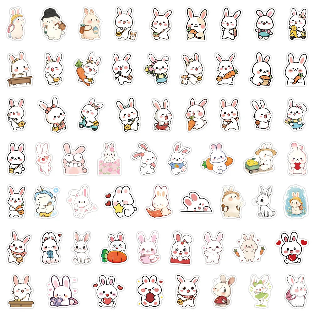 60/120PCS Cute Animal Series Rabbit Graffiti Stickers Luggage Water Cup Scooter Stickers