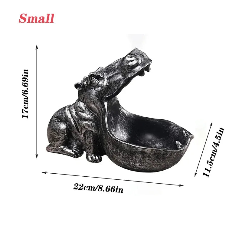 Home Decor Hippo Statue Sculpture Figurine Key Candy Storage Ornaments Container Decoration Table Decoration Accessories Gift