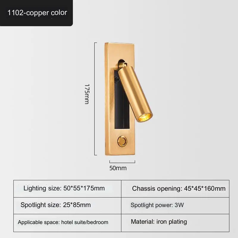 Indoor LED Wall Light Nordic Spot Lights For Bedroom Beside Living Room Hotel Modern Rotation Folding Headboard Reading Lights