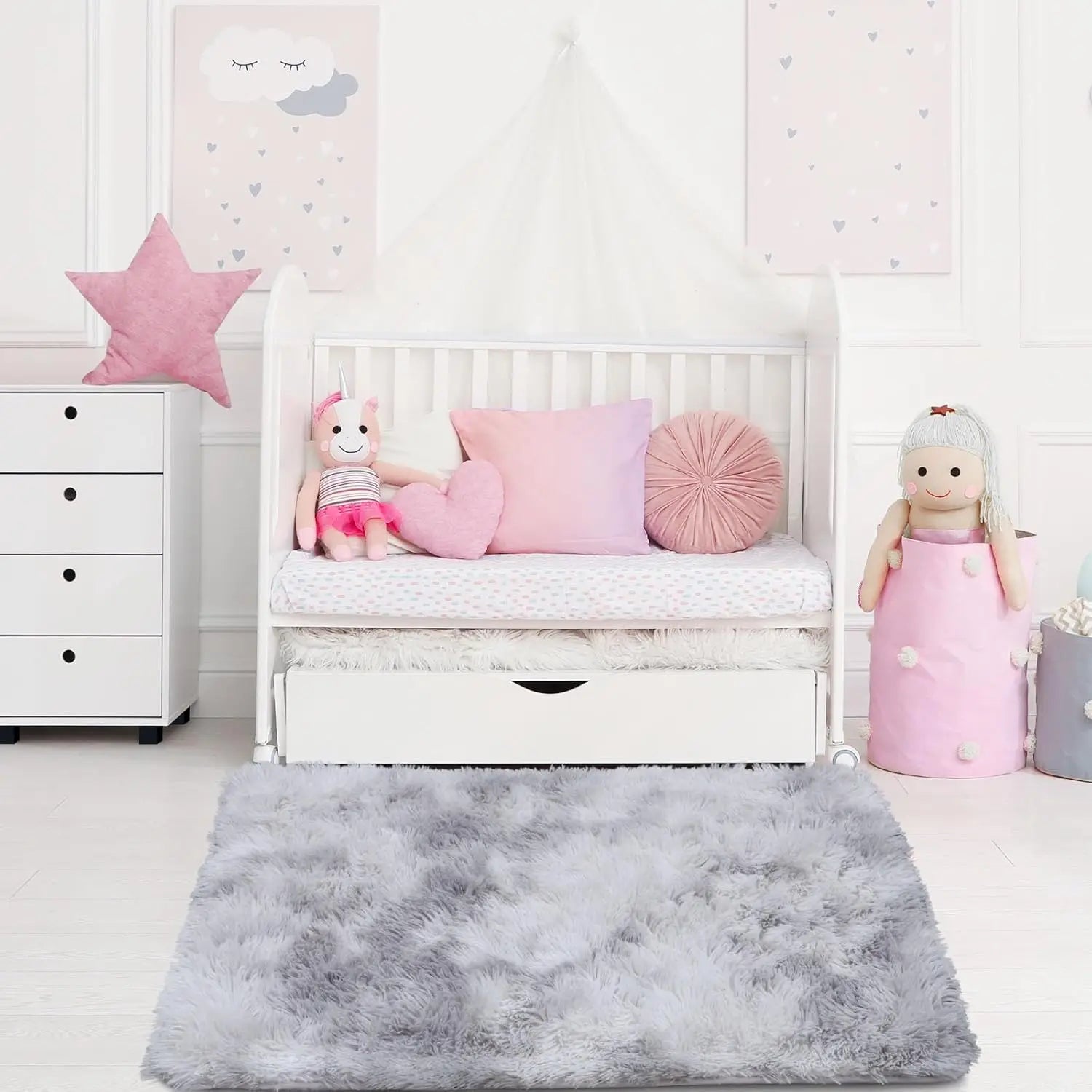 VIKAMA Tie-dye Plush Carpet 40x60cm Home Soft Area Rug Girls Bedroom Bed Blanket Children's Room Decoration Non-Slip Floor Mat