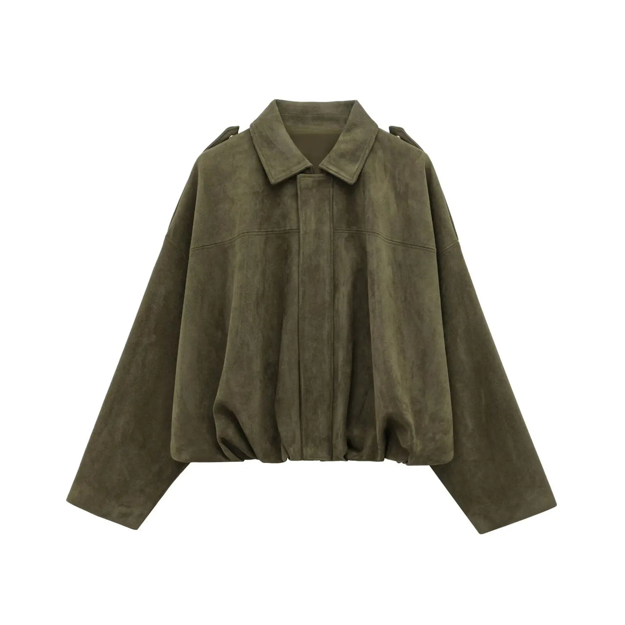 HH Women's Street Fashion Solid Loose Suede Texture Coats Causal Long Bat Sleeves Lapel Zipper Fly Winter Vintage Jackets
