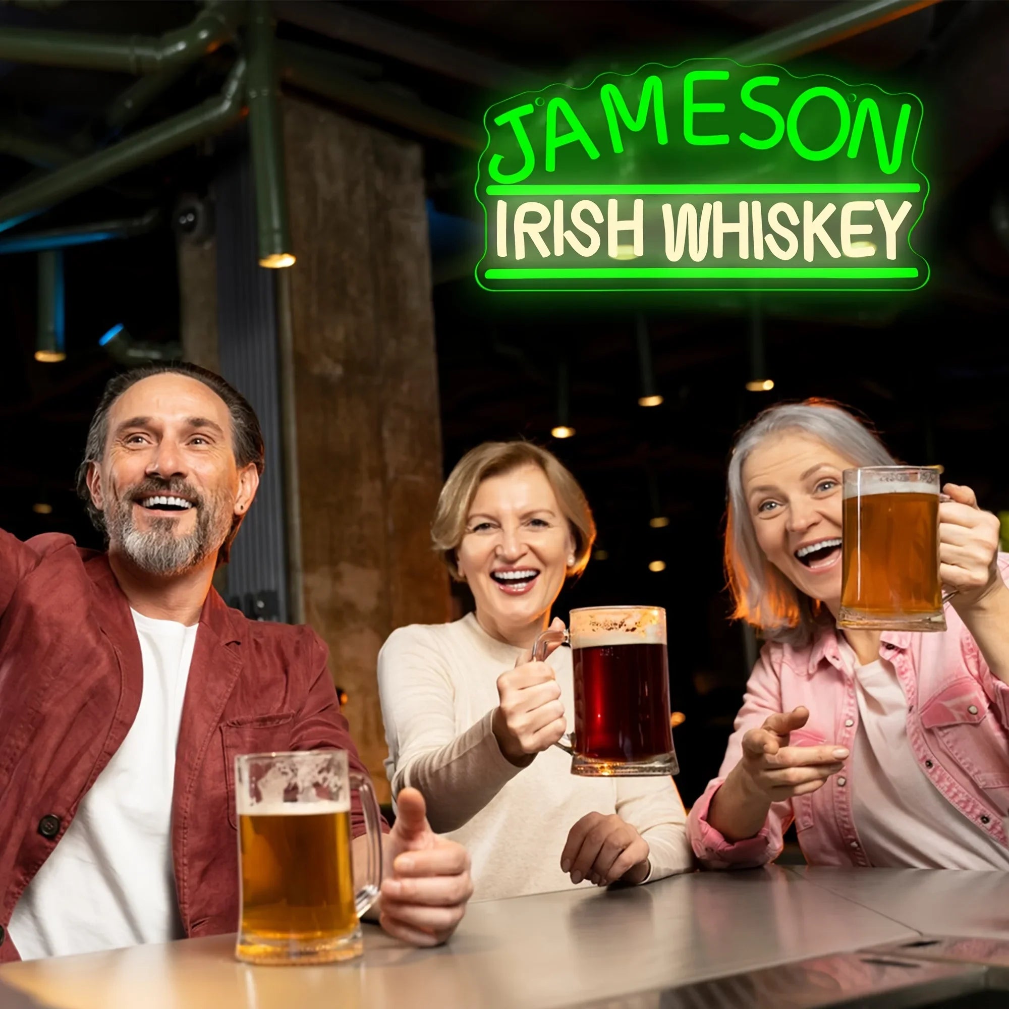 Jameson Irish Whiskey Brand Logo Neon Sign Light for Home Bar Pub Man Cave Wall Decor LED Neon Light  Gift for Whiskey Lovers