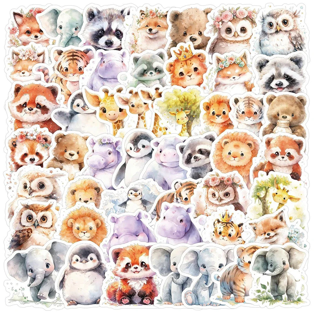10/30/50pcs Kawaii Cartoon Animal Graffiti Stickers Cute Decals Kids Toys Phone Case Laptop Phone Suitcase Stationery Sticker