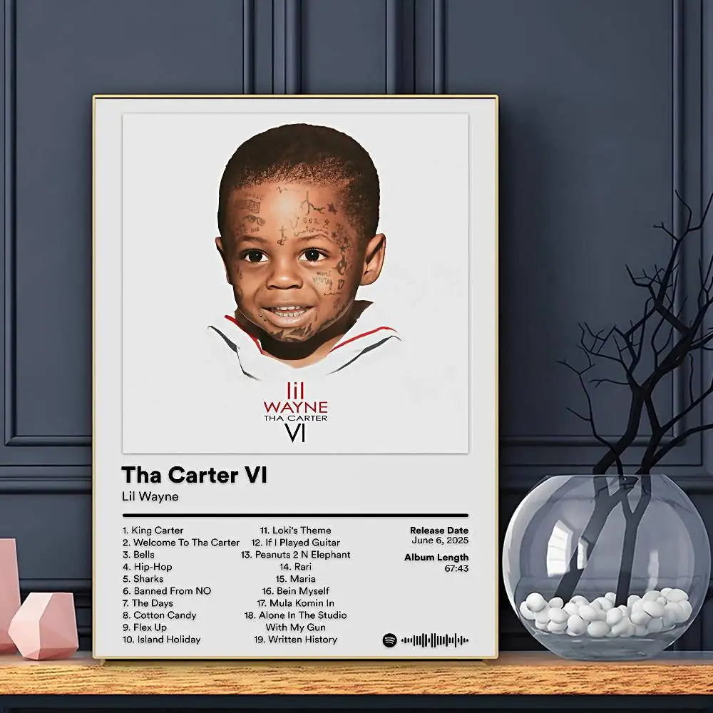 Rapper Lil Wayne Poster Sticky Wall Art Printing Waterproof Home Living Bed Room Bar Aesthetic Decor