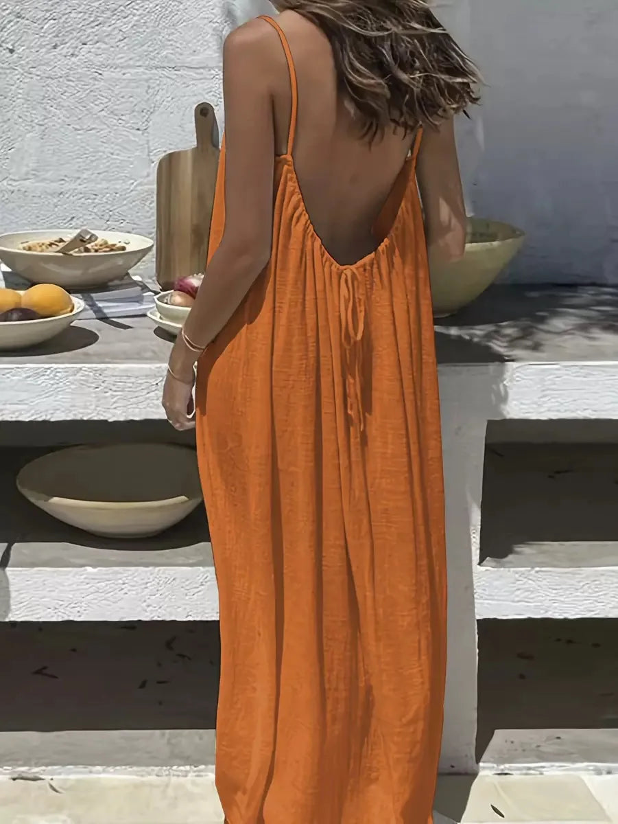 Women's Slip Dress, 2026 New Arrival, Backless Loose Design, Coat-Like Loungewear, Skin-Friendly Breathable Lazy Style, Home Cas