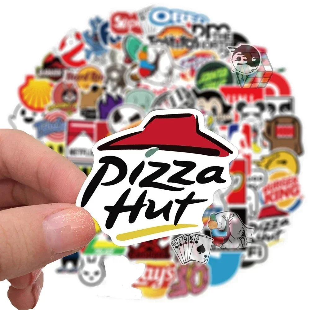 10/53/106Pcs Cool Fashion Brand Logo Stickers DIY Skateboard Laptop Luggage Bike Motorcycle Phone Car Sticker Decals