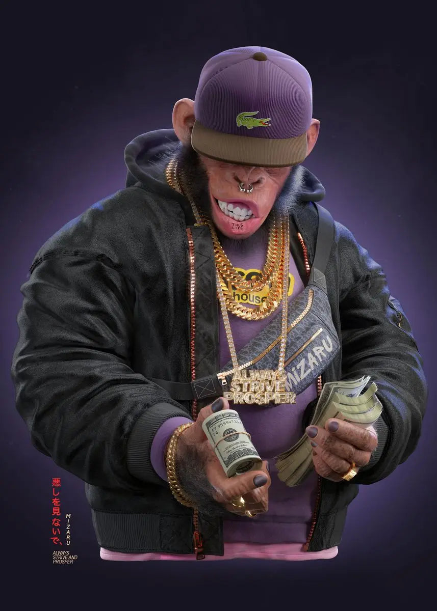 Three Swag Monkeys Canvas Art Posters and Prints Hip Hop Monkey Fashion Paintings on the Wall Art Animals Pictures Room Decor