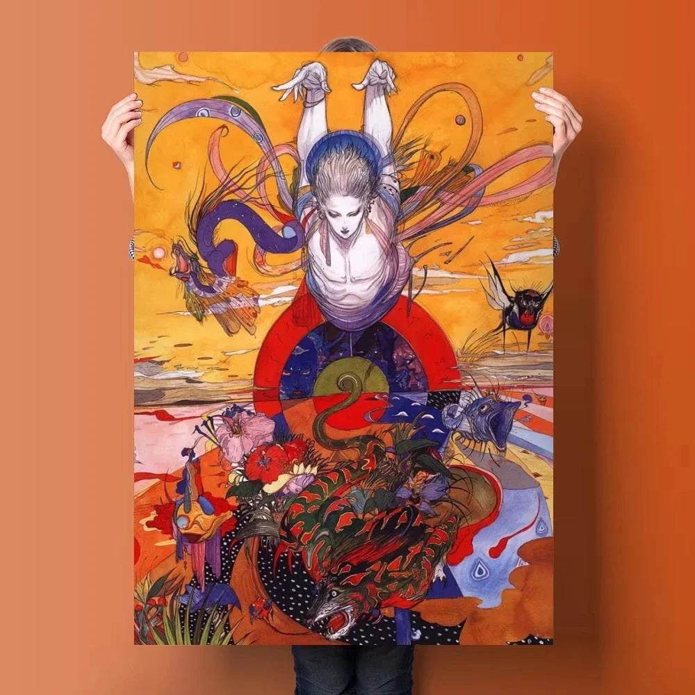 Yoshitaka Amano Final Fantasy Anime Video Game Canvas Art Poster and Wall Art Picture Print Modern Family bedroom Decor Posters