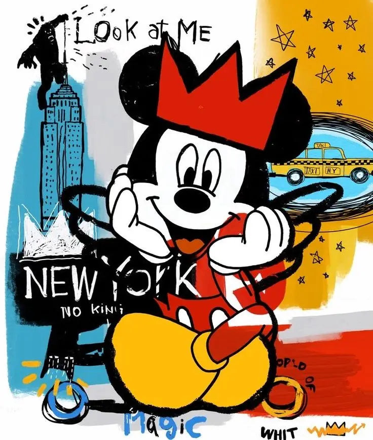 Mickey Mouse Minnie Street Graffiti Canvas Painting Prints Poster Creative Modern Wall Art Pictures Living Room Home Decor