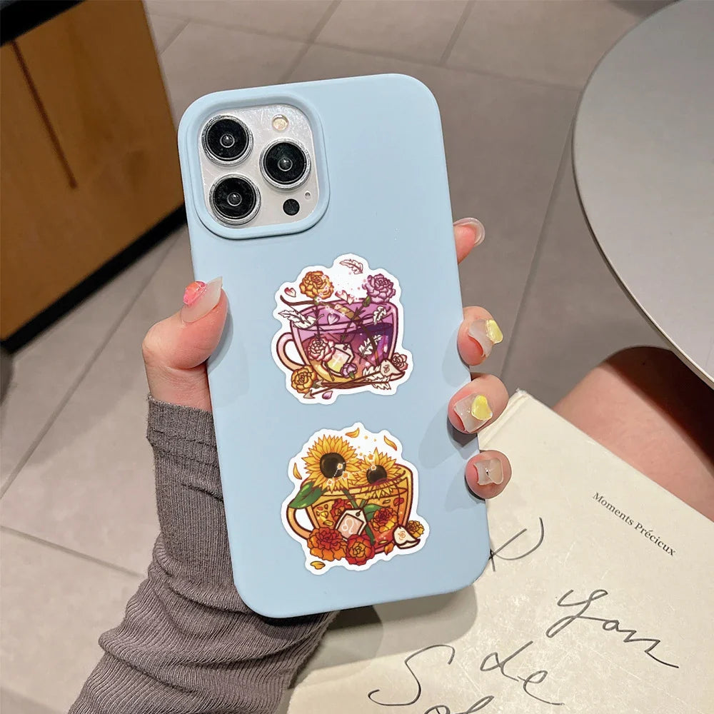 10/30/50pcs Cartoon Ins Cute Flower Graffiti Stickers Aesthetic Decals Kids Toy Scrapbook Diary Phone Laptop Waterproof Sticker