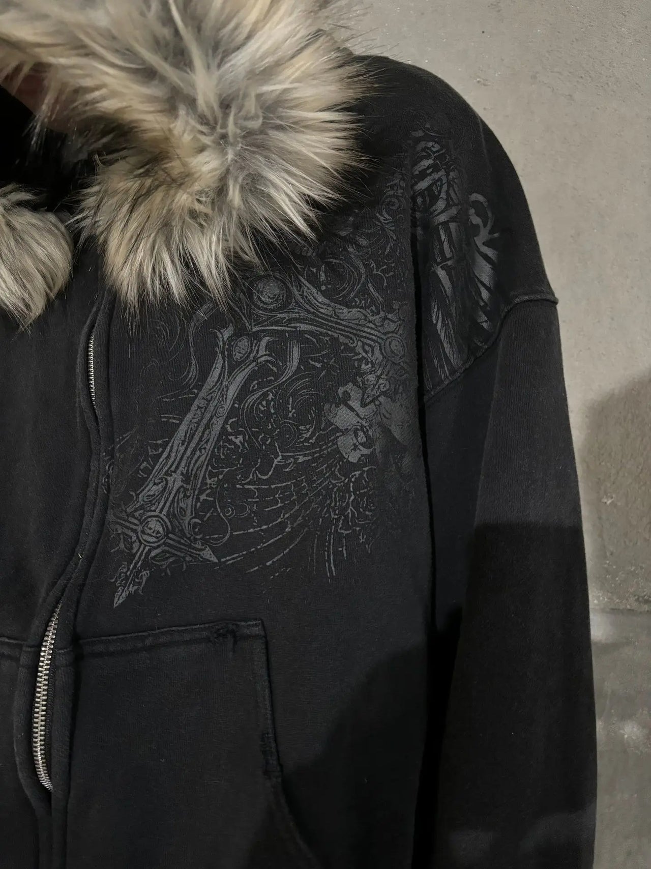 Autumn/Winter Y2k Women Aesthetic Harajuku Faux Fur Collar Hoodies Clothes Graphic Hip Hop Punk Gothic Zip Up Hoodies 2025 new