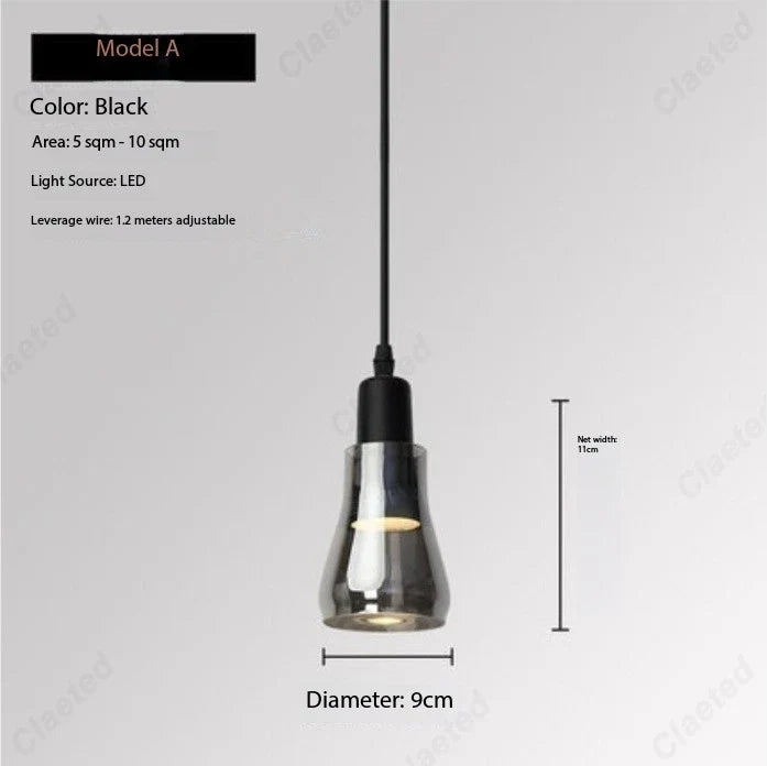 European Modern Minimalist LED Glass Chandelier Bar Restaurant Living Room Coffee Shop Bedroom Decorative Lighting