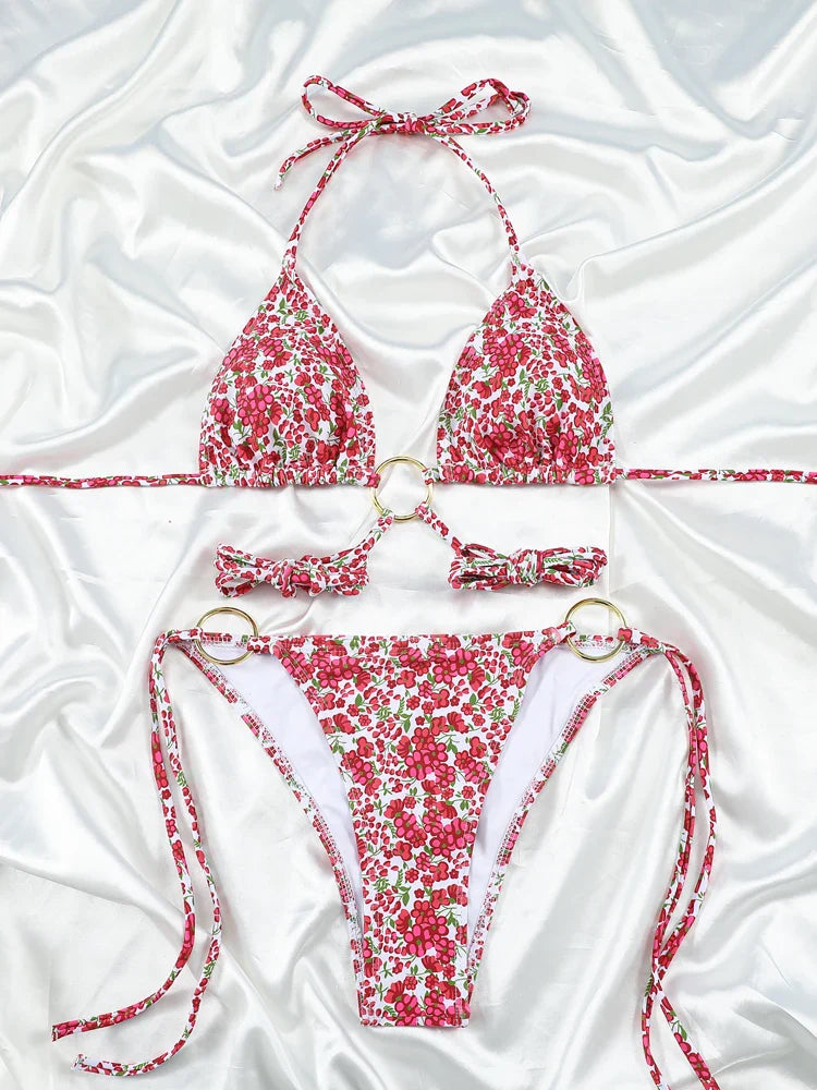 Extreme Print Bikini for Women Cut Out Swimwear Low Waist Swimsuit Micro Bikinis Set Bathing Suit Triangle Beachwear 2024