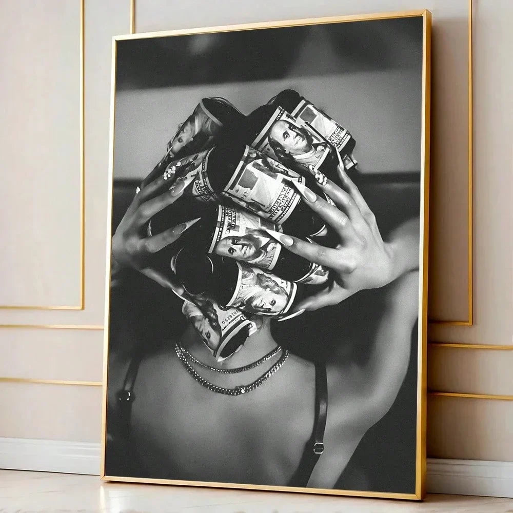 Fashion wall art canvas poster print black and white simple art trendy painting suitable for dorm, modern home decoration