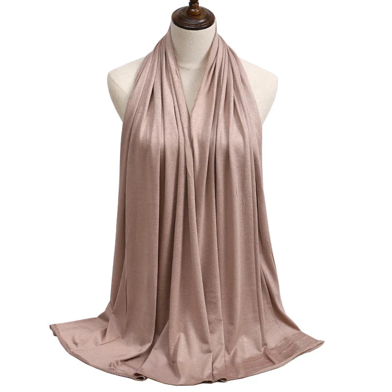 New Jersey Womens Muslim Ramadan Fashion Modal Cotton Jersey Hijab Womens High Quality Solid Color Soft Hijab Long African Scarf