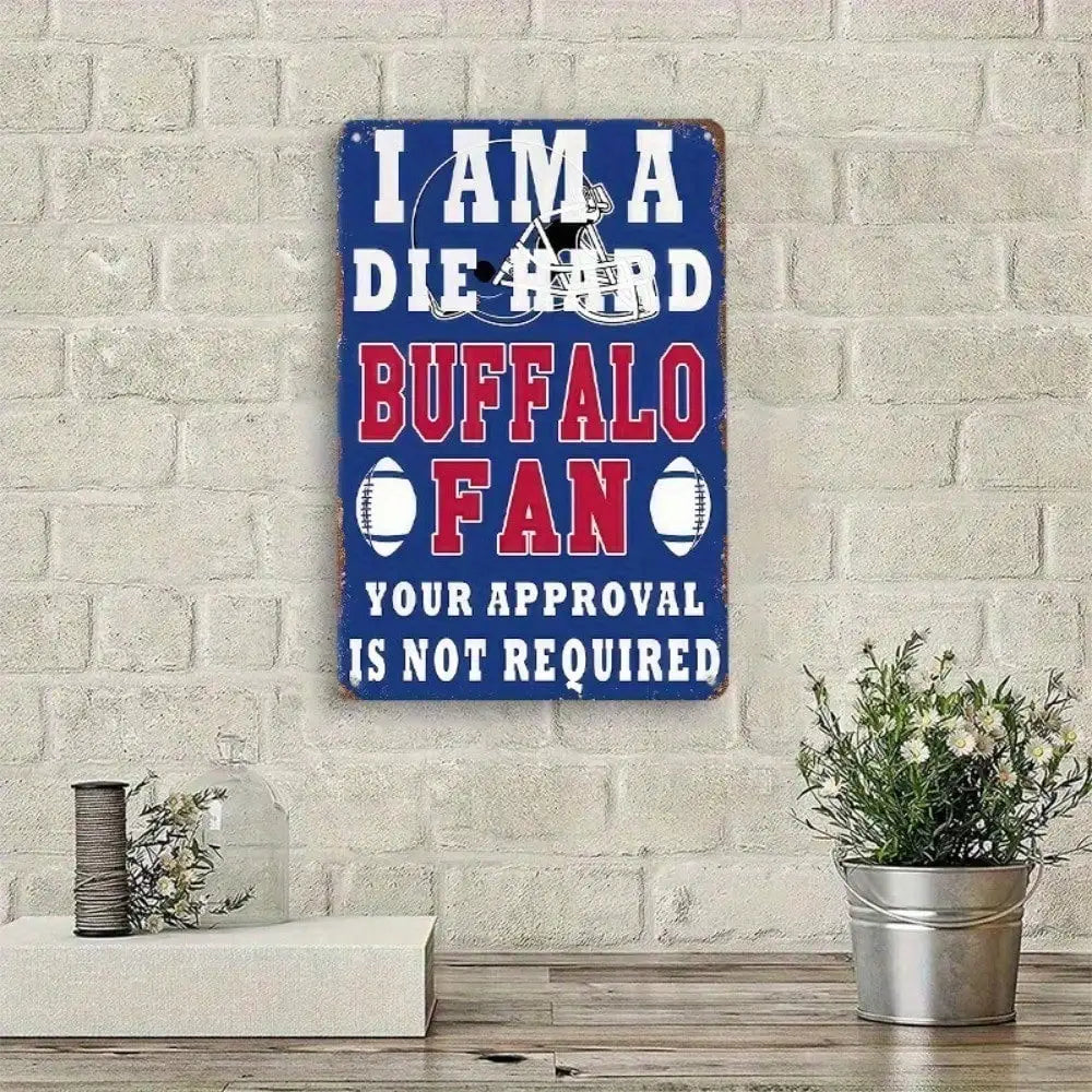 Buffalo Bills Metal Sign, Football Fan Cave Man Decor, Sports Bar Office Man Cave Wall Plaque