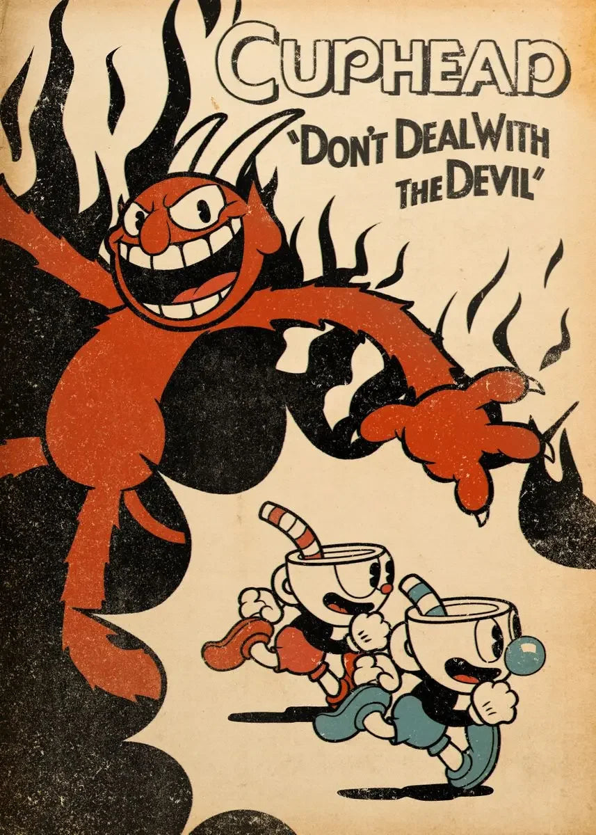 Classic Retro Wall Art Game Anime Cuphead Cartoon Characters HD Canvas Printed Poster Home Living Room Bedroom Decoration