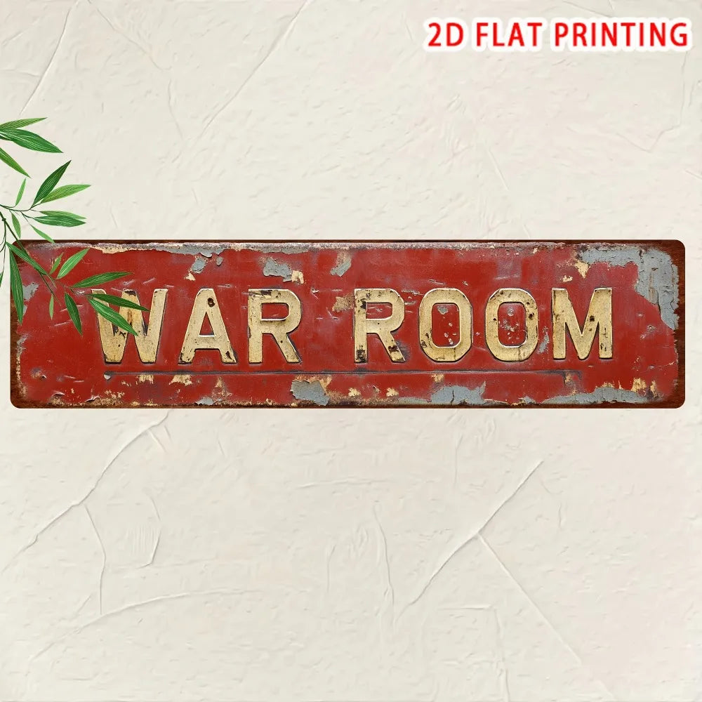 Retro War Room Metal Tin Sign - 4x16