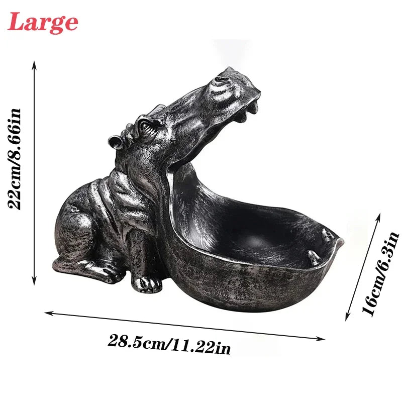 Home Decor Hippo Statue Sculpture Figurine Key Candy Storage Ornaments Container Decoration Table Decoration Accessories Gift