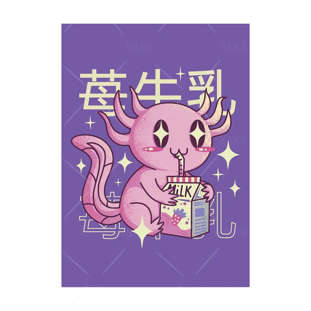 Japanese Kawaii Cuisine Poster Ramen Drink Milk Canvas Painting Wall Picture Soda Water Vapor Wave Print Restaurant Decoration