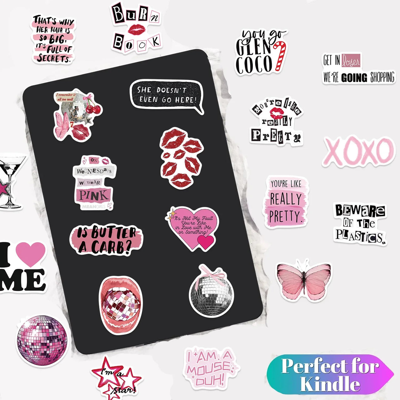 50PCS Cartoon Pink Y2K Graffiti Stickers Guitar Notebook Luggage DIY Waterproof Stationery Pen Holder Decorative Stickers