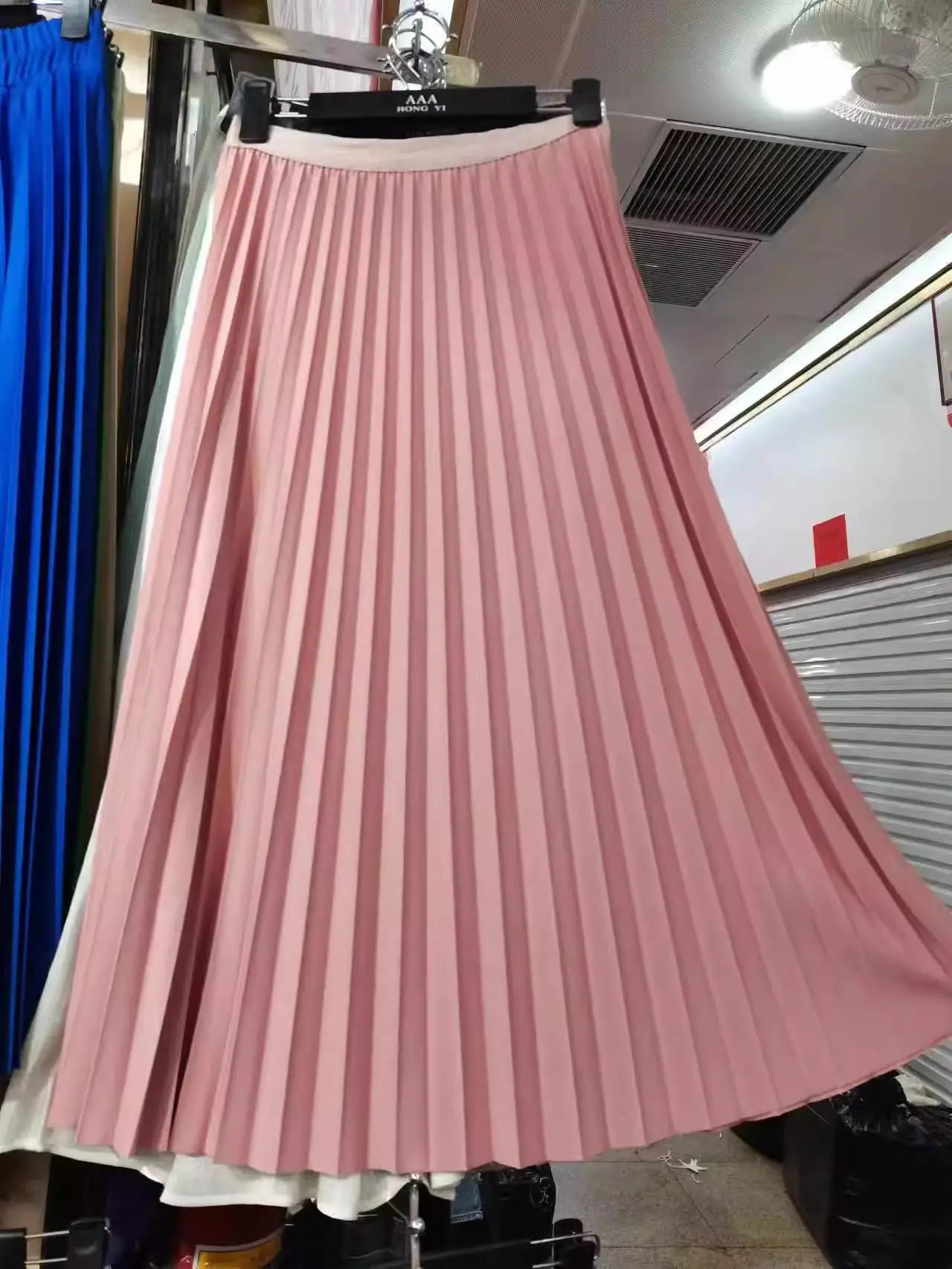 2026 Elegant High Waist Pleated Skirt for Women Mid-long Midi Skirt Female High Quality Black Saia