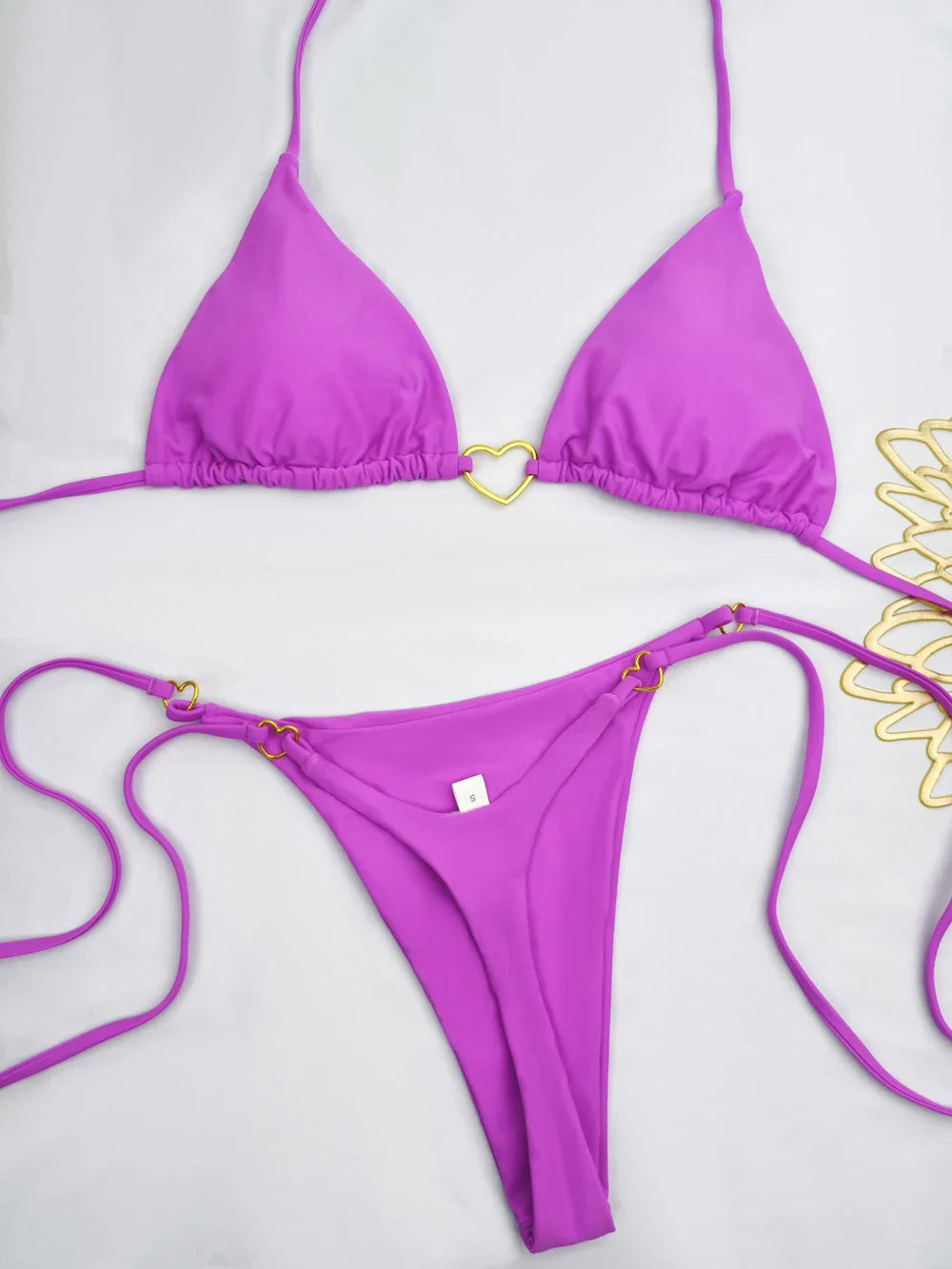 Sexy Halter Solid Color Low Waist Bikini Set Women's Swimsuit Two-piece Triangle Thong Swimwear Bathing Suit Brazilian Biquinis