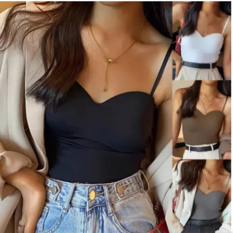 1pc Popular Cool Solid Knitted Yoga Gym Tank Top Bra Seamless Skin-Friendly U-Back Vest with Fixed Chest Pad Suspender for Women