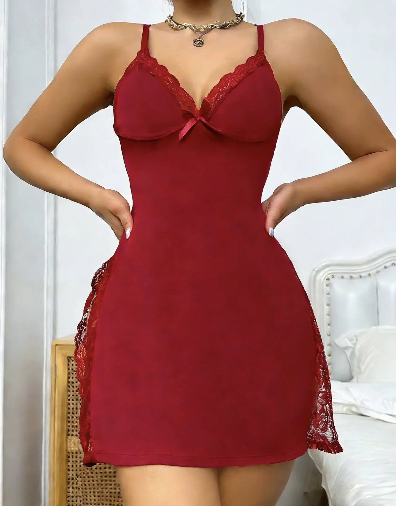 2026 Women's Homewear European and American New Style Slit Dress Pure Desire Pajamas